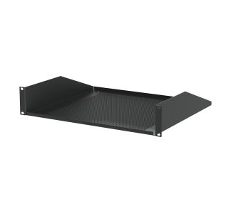 2U Black Vented Rack Shelf - 400mm Deep